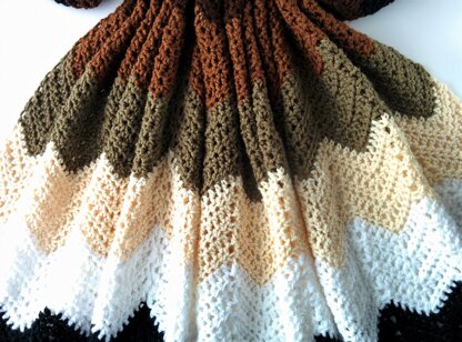 Mocha Ripple Chevron Throw