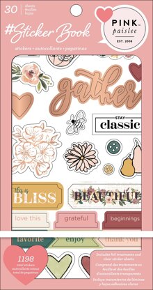 American Crafts Sticker Book 4.75"X8" - Pink Paislee W/Gold Foil, 1198/Pkg