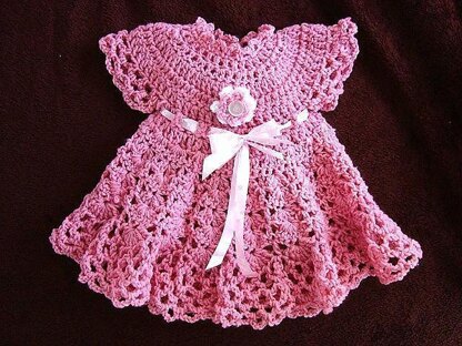 538 pink baby girl dress, newborn to age 6