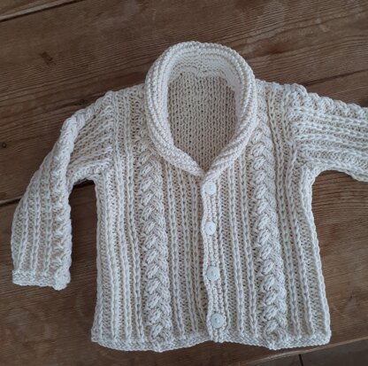 Little boy Shawl Jacket - Aran weight