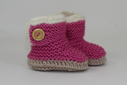 Chunky Baby Fur Trim One Button Booties