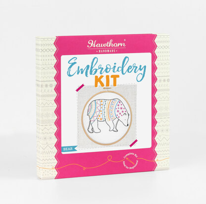 Hawthorn Handmade Bear Contemporary Printed Embroidery Kit - 15 x 12cm / 5.9 x 4.72in