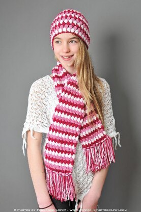 Mod Hat and Scarf Set (3 sizes: toddler, child, teen/adult)