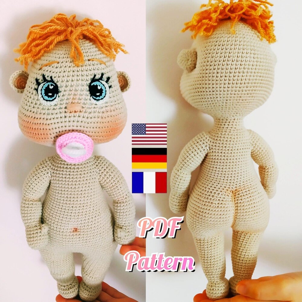 Lulu Doll crochet pattern, Basic Doll body pattern, Amigurumi baby