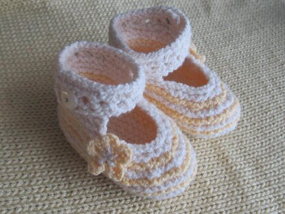 Cream and Yellow Knitted Summer Shoes for Baby Girl