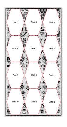 Long Dog Samplers Stitchalong - Black-on-White - 68cm x 35cm