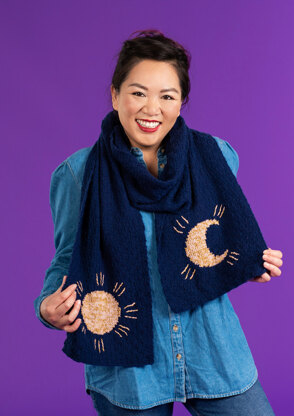 Sol Scarf - Free Scarf Knitting Pattern For Women in Paintbox Yarns Baby DK & Metallic DK by Paintbox Yarns