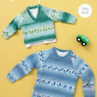 Raglan Sweaters in Hayfield Baby Blossom DK - 4934 - Downloadable PDF