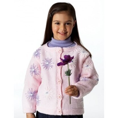 Cardigan with Lazy Daisies in Bernat Super Value