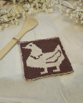 Chicken Pot Holder in Double-Face Knitting Technique inkl. Tutorial