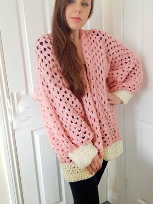 Crochet Pink Hexagon Cardigan Pattern