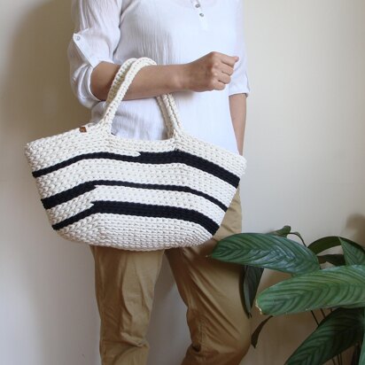 Striped Basket Bag