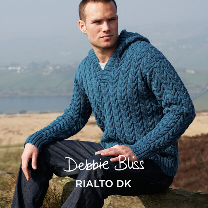 Cabled Hoodie - Jumper Knitting Pattern for Men in Debbie Bliss Rialto DK