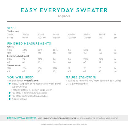 Easy Everyday Sweater - Free Knitting Pattern for Women in Paintbox Yarns Wool Blend Super Chunky