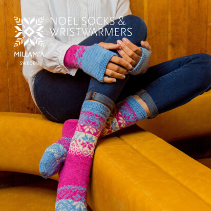 Noel Socks & Wristwarmers - Knitting Pattern For Women in MillaMia Naturally Soft Sock by MillaMia