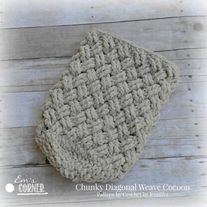 Chunky Diagonal Weave Baby Bowl, Cocoon, or Basket