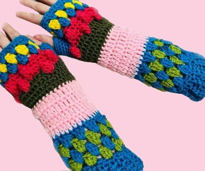 Funky Fingerless Crochet Gloves