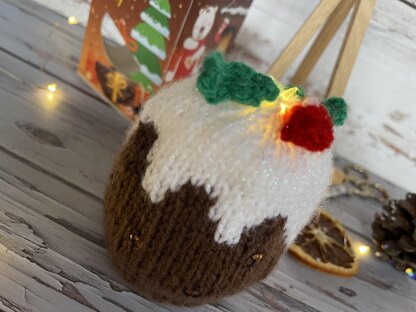 Flaming Christmas Pudding Chocolate Orange Cover Knitting Pattern