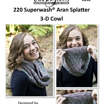 Splatter 3-D Cowl in Cascade Yarns 220 Superwash® Aran - A216 - Free PDF