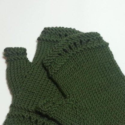 Sea Line Fingerless Mittens