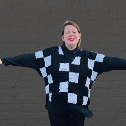 Wednesday Checkerboard Crochet Vest