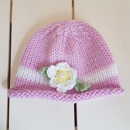 Easy Baby Girl Flower Beanie