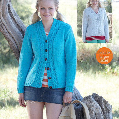 Sweater & Cardigan in Hayfield Aran Tweed - 7709 - Downloadable PDF