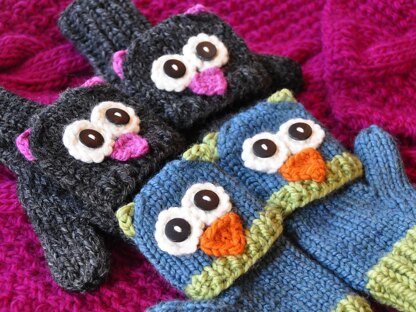 Smitten Mittens Fingerless Owl and Cat Animal Mittens