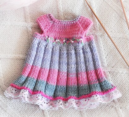 Teddy Bear and Doll Clothes: Dress and Bonnet