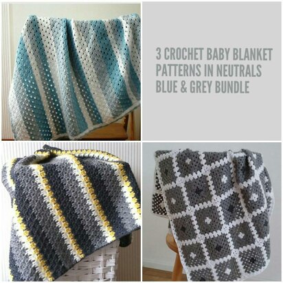 Blue & Grey baby blankets pattern bundle