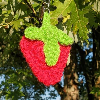 Crochet Strawberry Pin/Hair Clip and Keychain Pattern Bundle