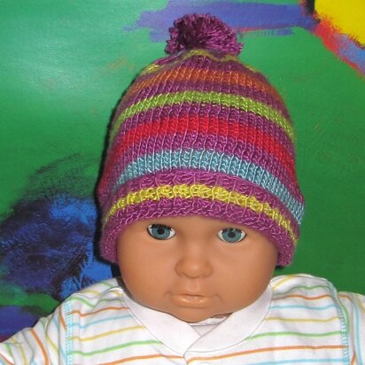 Baby  Stripe Bobble Beanie