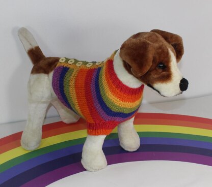 Small Dog Rainbow Back Button Up Dog Coat