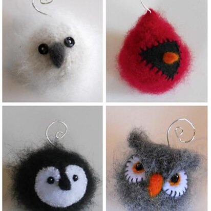 Felted Woolly Bird Holiday Ornaments