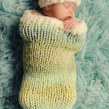 Sweet Dreams Baby Cocoon and Hat Set in Lion Brand Tweed Stripes - L20132 - knitting pattern