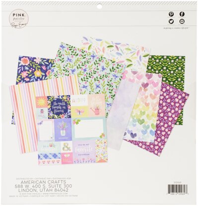 American Crafts Pink Paislee Single-Sided Paper Pad 12"X12 48/Pkg - Paige Evans Bloom Street