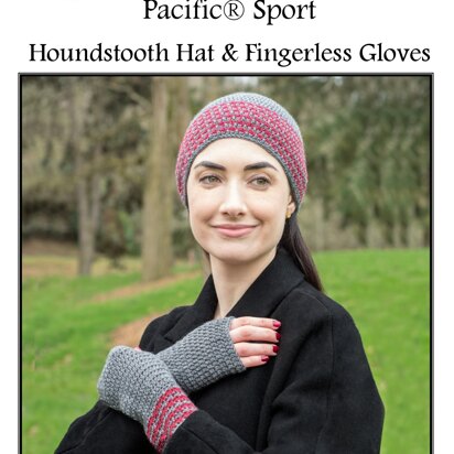 Houndstooth Hat & Fingerless Gloves in Cascade Yarns Pacific Sport - DK573 - Downloadable PDF