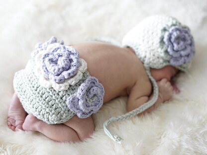 Bouquet of Flowers Diaper Cover and Hat