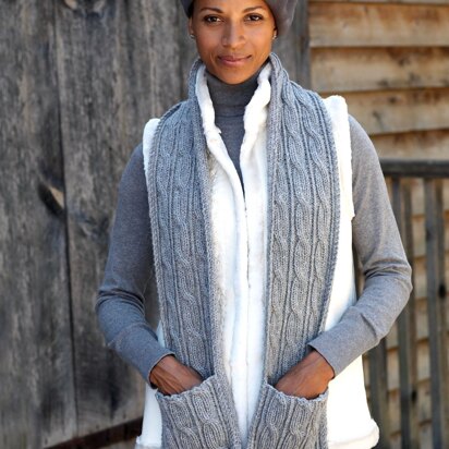 Cabled Scarf with Pockets in Patons Classic Wool Worsted