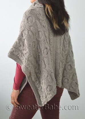 #163 Cable Love Cowl Neck Poncho