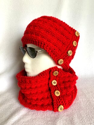 “Button It” Headband & Matching Cowl Neck Warmer