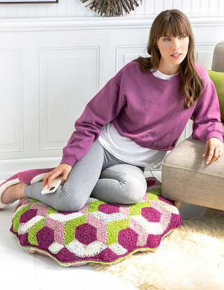 Hexagraph Floor Pillow in Noro  Silk Garden Solo - 10 - Downloadable PDF