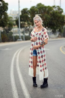 Desert Dawn crochet cardigan with fringe