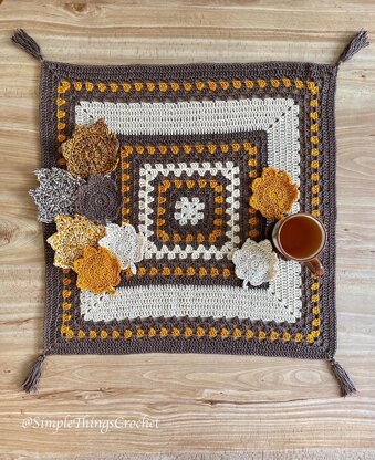 Autumn Table Cover and Leaf Coaster Set