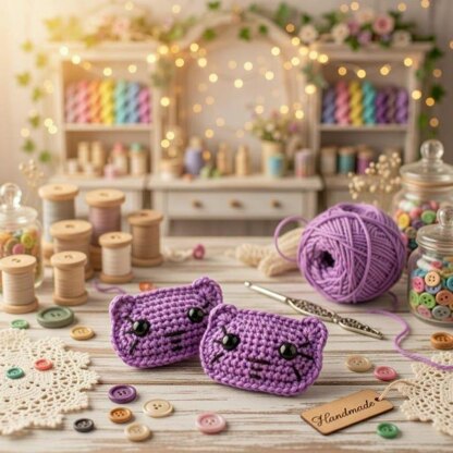 A crochet kitty hair clip