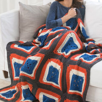 Squared on the Side Throw in Red Heart Super Saver Economy Solids - LW4629 - Downloadable PDF