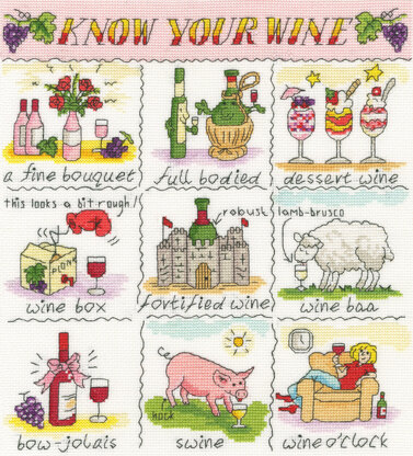 Bothy Threads Know Your Wine Cross Stitch Kit - 26 x 28cm