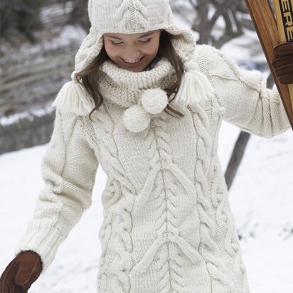 Big Aran Sweater and Earflap Hat in Patons Classic Wool Roving