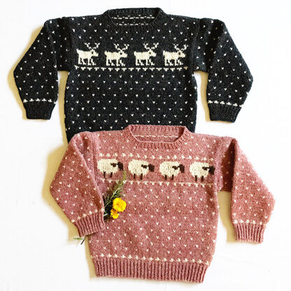 Yankee Knitter Designs 1 Child's Sheep & Reindeer Sweaters