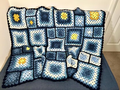 The Starry Night granny square blanket